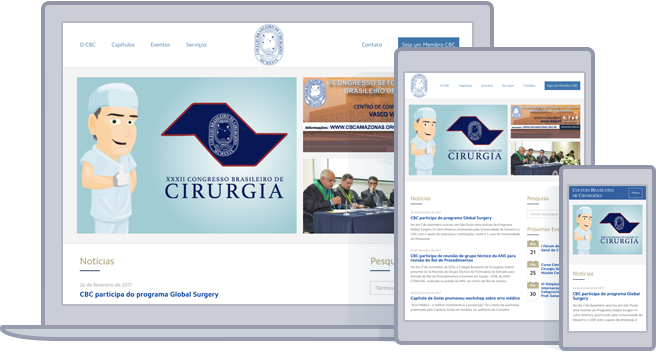 Site responsivo em diversos dispositivos