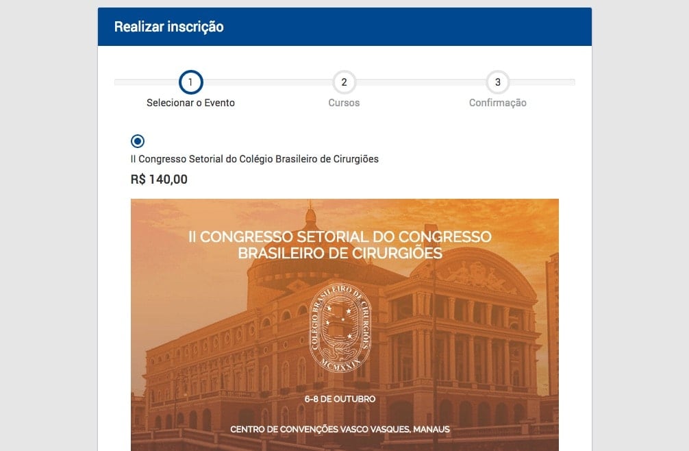 Seleção do Evento