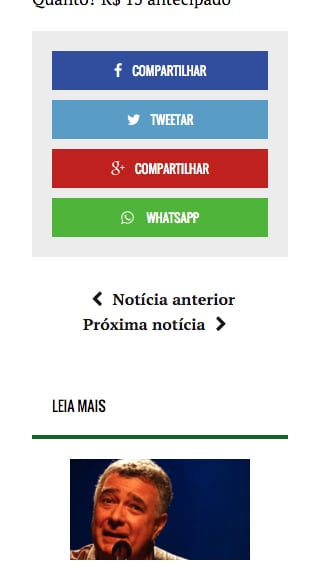Botões de compartilhamento