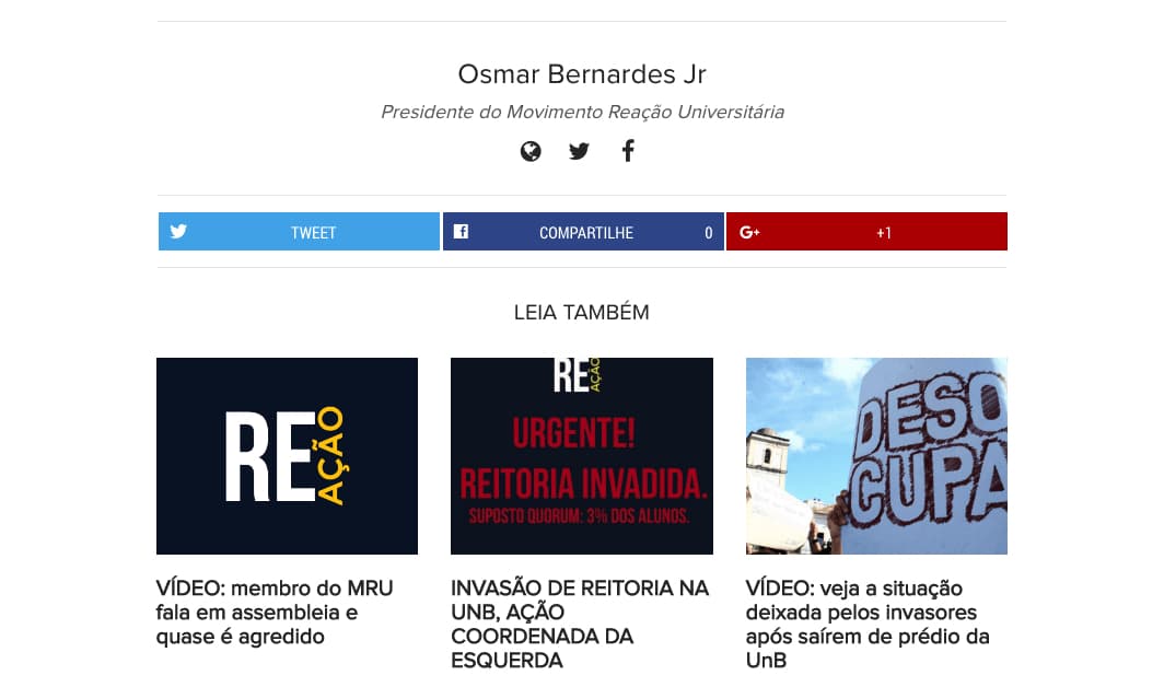Botões de compartilhamento