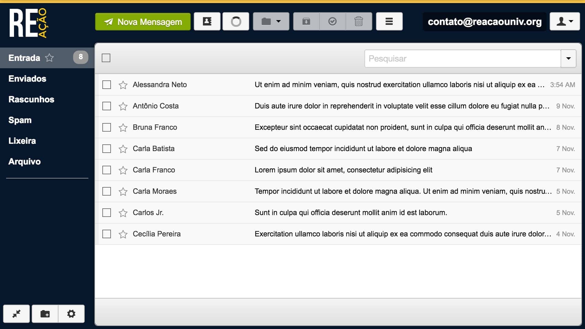 Webmail do Reação Universitária